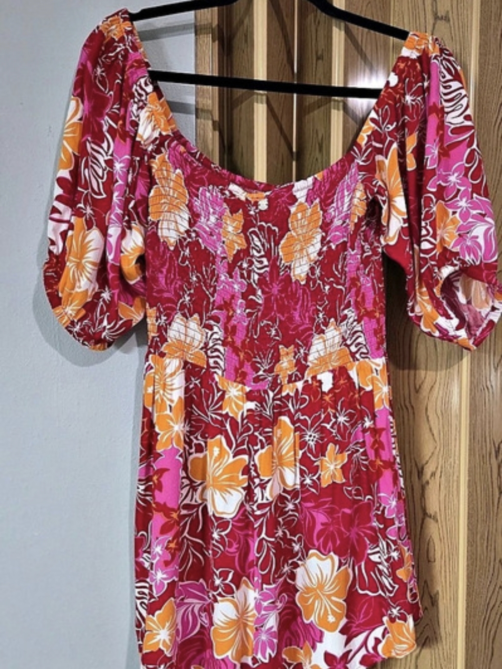 Roxy Barefoot Babe Romper Floral Swim Coverup Pink & Orange
